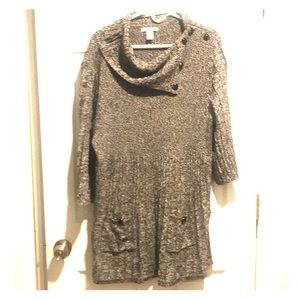 Plus size women’s mid length sweater.